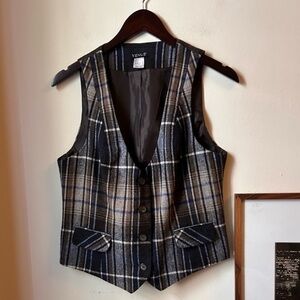 y2k venus blue plaid fitted vest top med